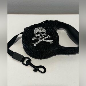Black Crystal Skull Retractable Leash. 6’ Small Pet
